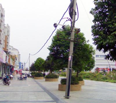 步行街中央立电杆 有伤大雅