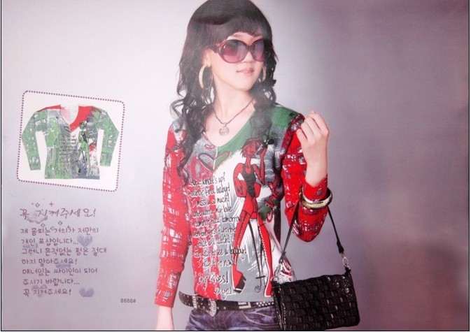 出售新款韩版电脑印花全棉针织衫